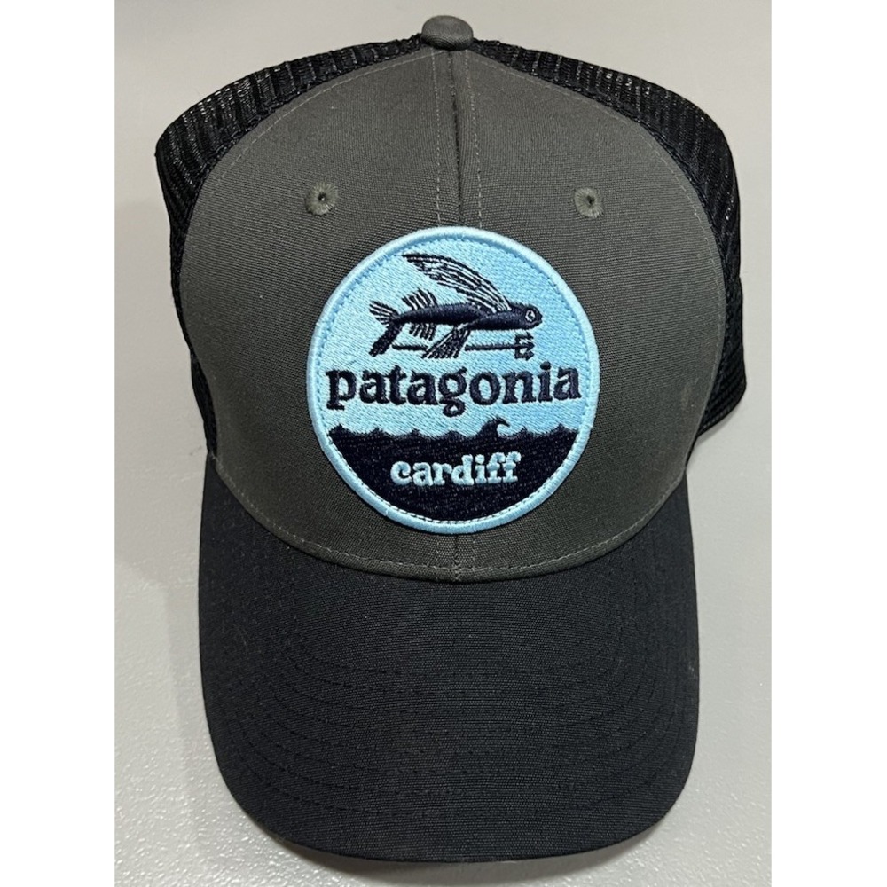 Patagonia Flying Fish Hat Cap Snapback Blue Big Patch Cardiff Trucker Mesh